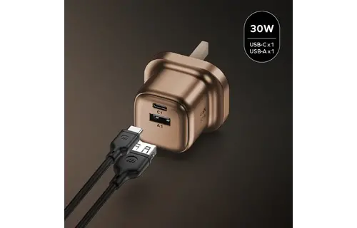 Momax 1 Charge 2 Port Gan Charger 30W - Desert Titanium