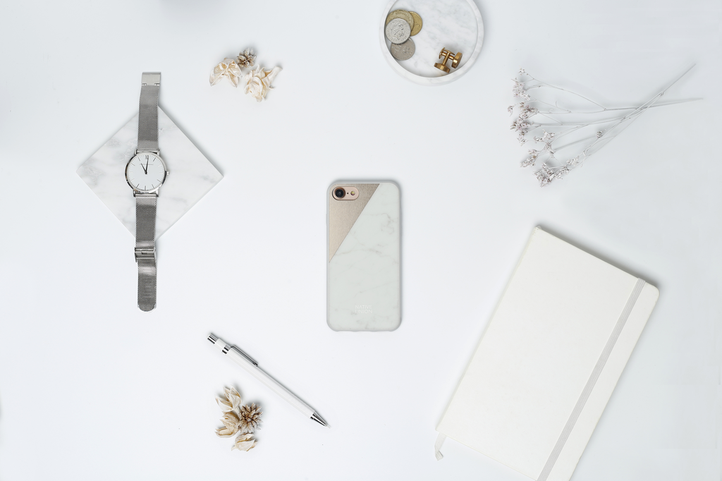 Native Union Clic Marble Metal Case For iPhone 7/8/SE - White/Gold