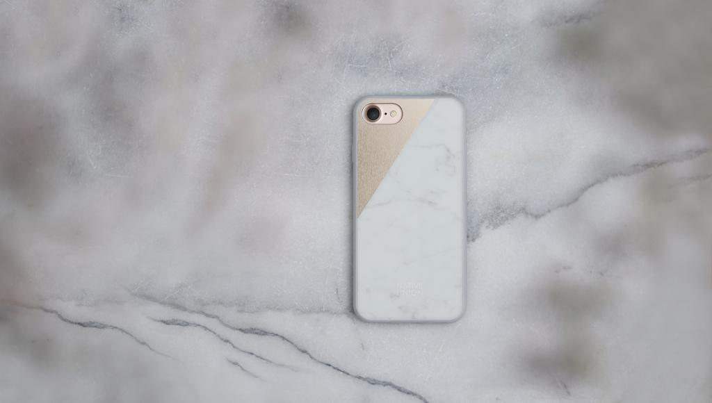 Native Union Clic Marble Metal Case For iPhone 7/8/SE - White/Gold