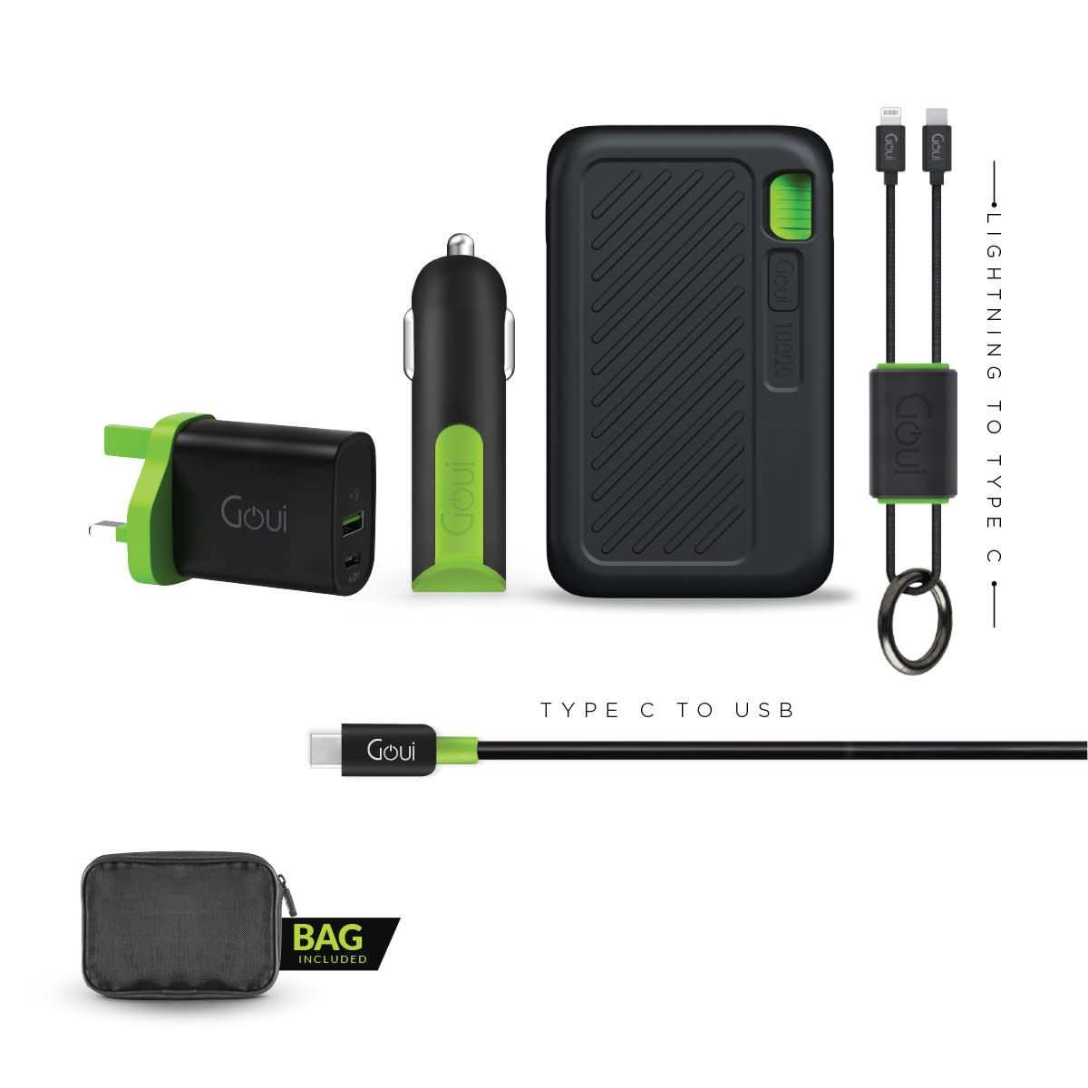 Goui SINGI 10, MINI 20, VIPER, LOCK Lightning To Type C, Type C to USB Cable, Cable, Bag Bundle