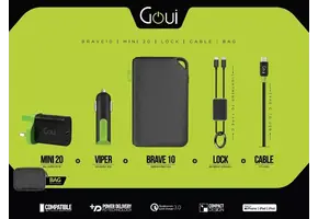 Goui BRAVE10, MINI 20, VIPER, LOCK Lightning To Type C, Type C to USB Cable, Bag Bundle