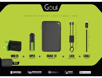 Goui BRAVE10, MINI 20, VIPER, LOCK Lightning To Type C, Type C to USB Cable, Bag Bundle