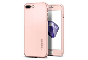 Spigen 360 Full Coverage Case with Glass Protector For iPhone 7/8 Plus - Rose Gold