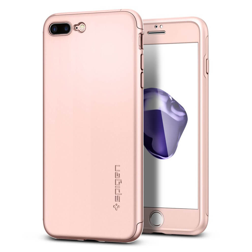 Spigen 360 Full Coverage Case with Glass Protector For iPhone 7/8 Plus - Rose Gold