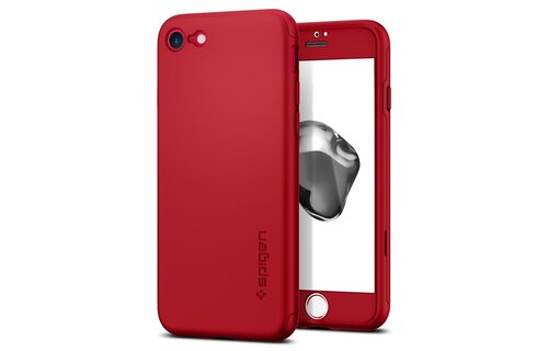 Spigen 360 Full Coverage Case with Glass Protector For iPhone 7/8/SE - Red