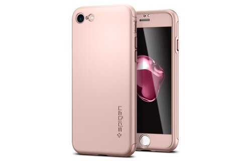 Spigen 360 Full Coverage Case with Glass Protector For iPhone 7/8/SE - Rose Gold