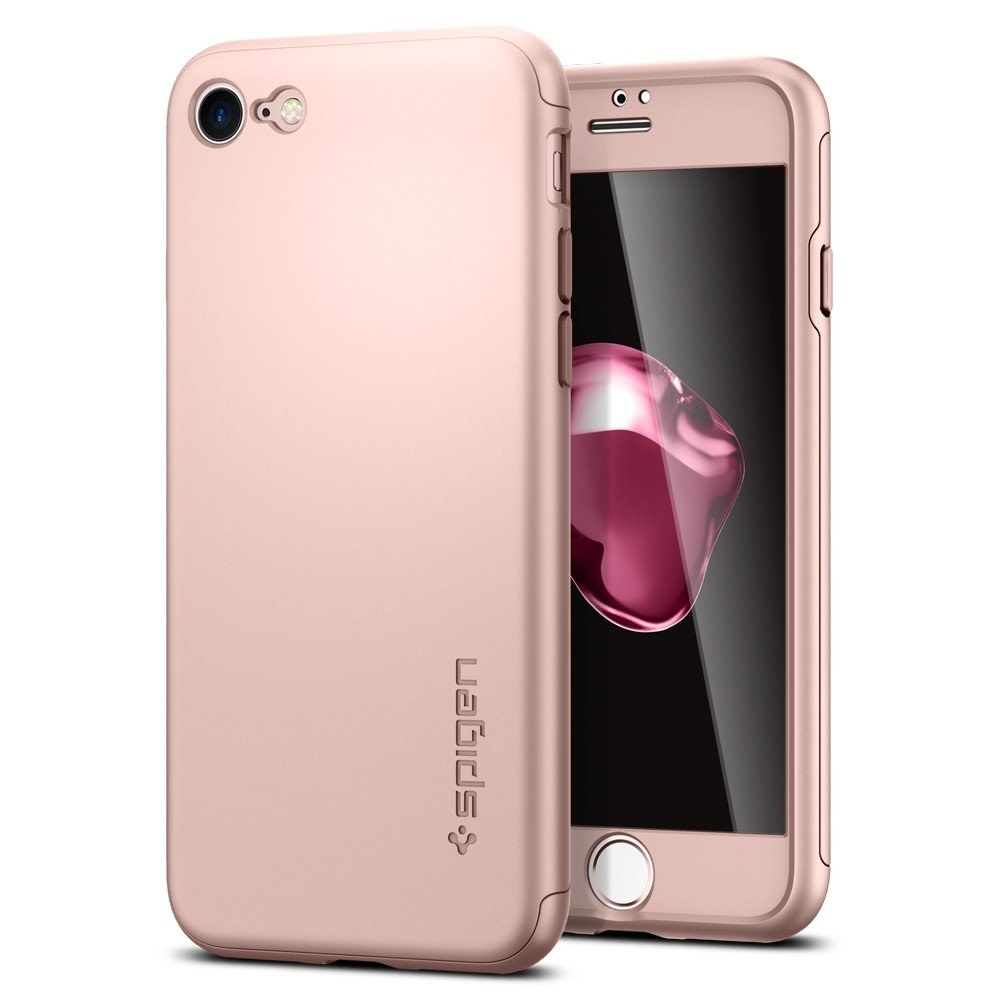 Spigen 360 Full Coverage Case with Glass Protector For iPhone 7/8/SE - Rose Gold