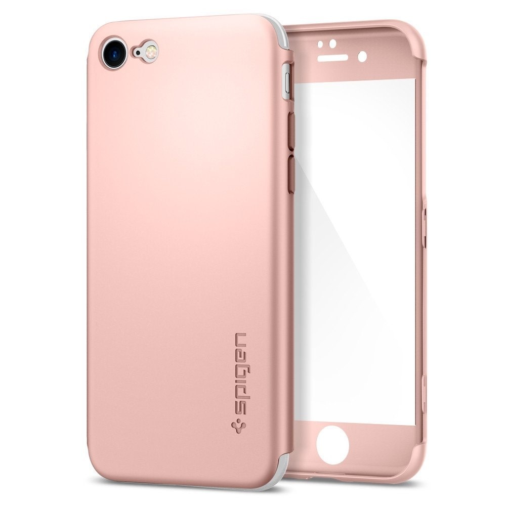 Spigen 360 Full Coverage Case with Glass Protector For iPhone 7/8/SE - Rose Gold
