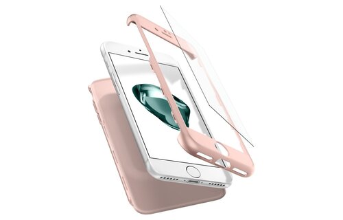 Spigen 360 Full Coverage Case with Glass Protector For iPhone 7/8/SE - Rose Gold