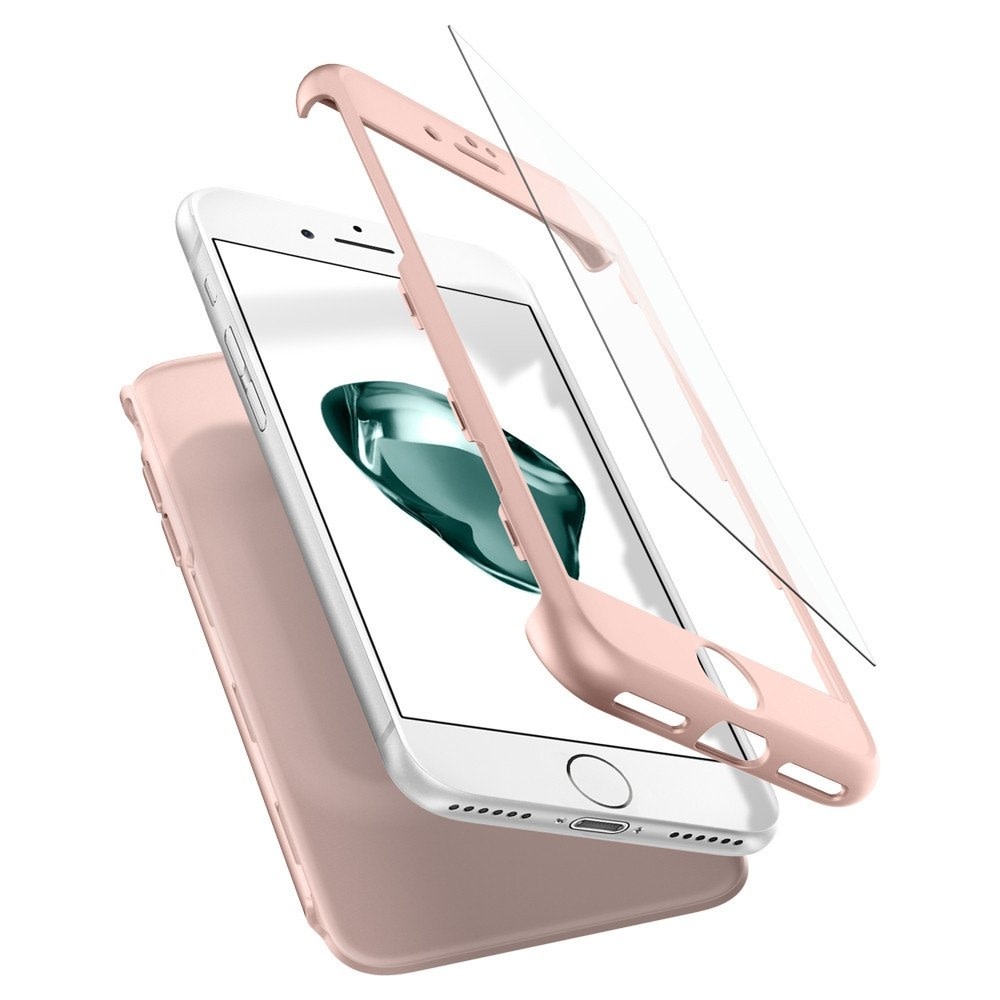 Spigen 360 Full Coverage Case with Glass Protector For iPhone 7/8/SE - Rose Gold