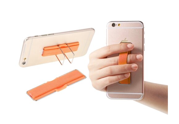 Cmzwt Universal Finger Grip with Stand Elastic Band Strap for MobilePhones - Orange