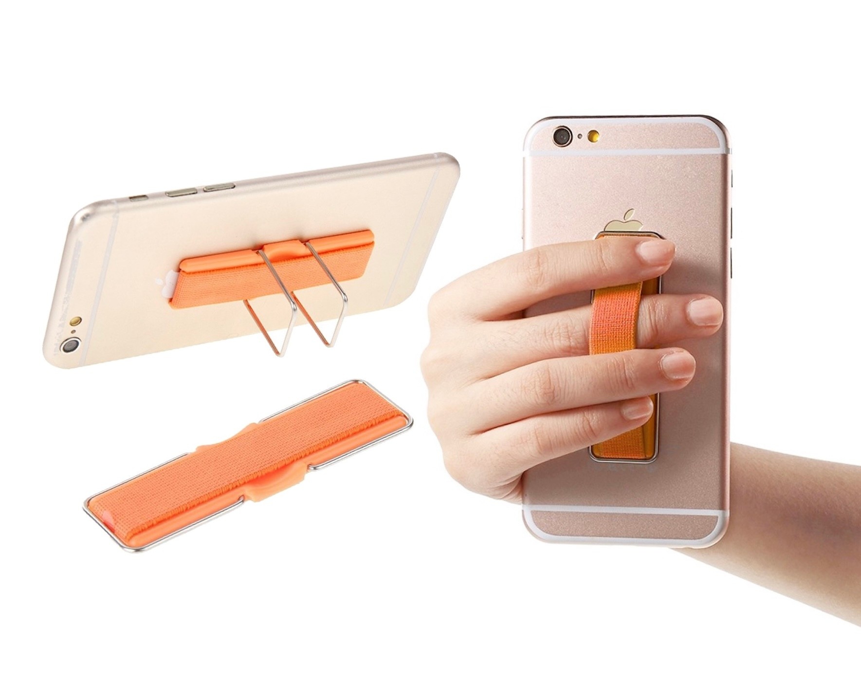 Cmzwt Universal Finger Grip with Stand Elastic Band Strap for MobilePhones - Orange
