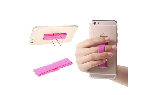 Cmzwt Universal Finger Grip with Stand Elastic Band Strap for MobilePhones - Pink