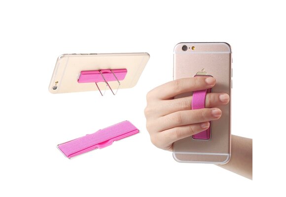 Cmzwt Universal Finger Grip with Stand Elastic Band Strap for MobilePhones - Pink