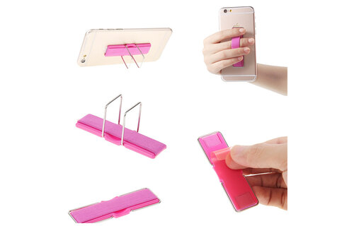 Cmzwt Universal Finger Grip with Stand Elastic Band Strap for MobilePhones - Pink