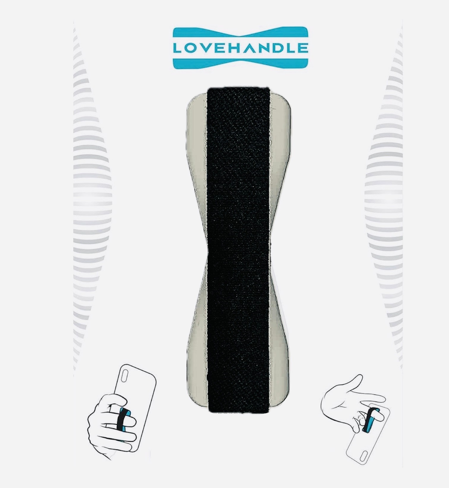 Love Handle Universal Finger Strap Grip for Phone - Gray White