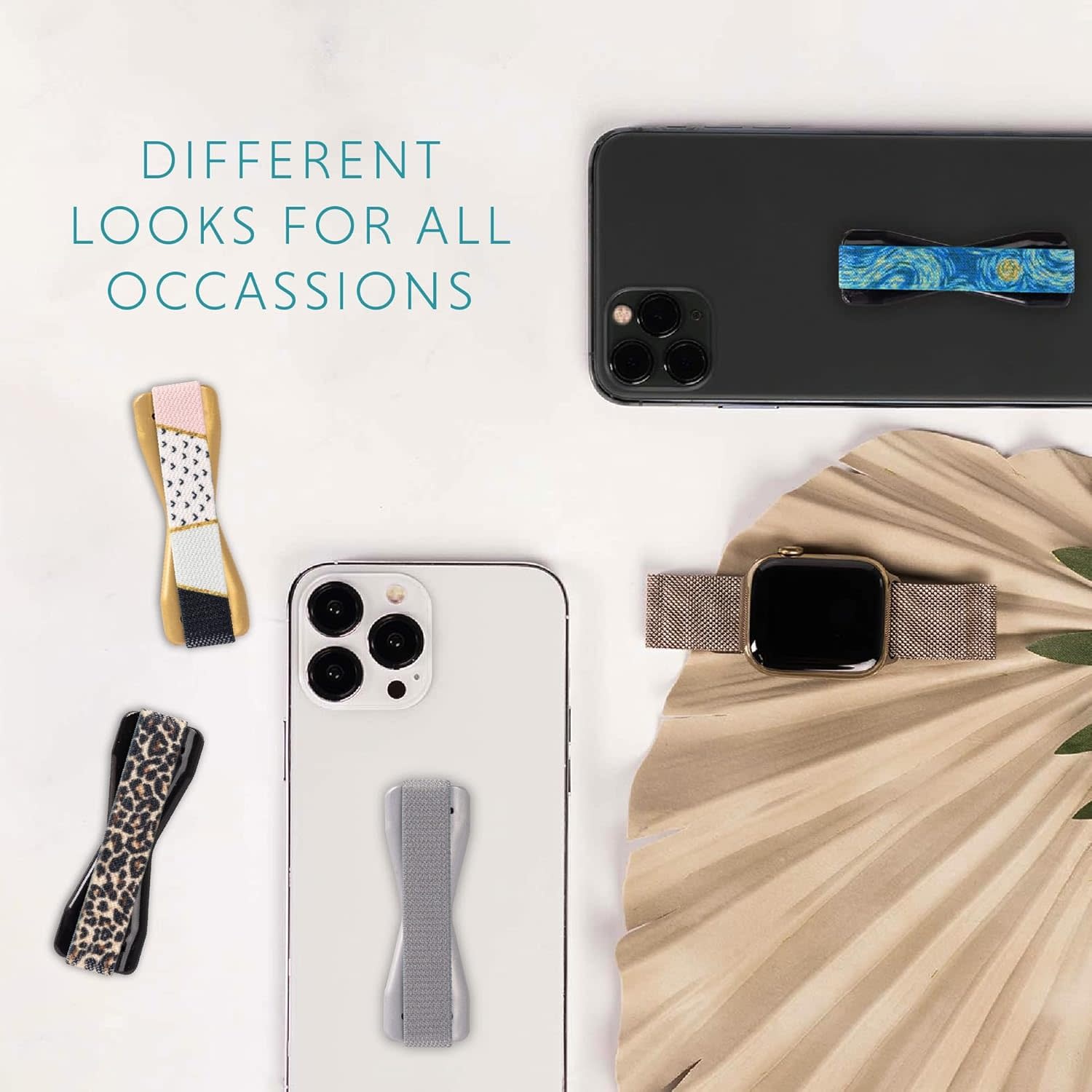 Love Handle Universal Finger Strap Grip for Phone - Gray White