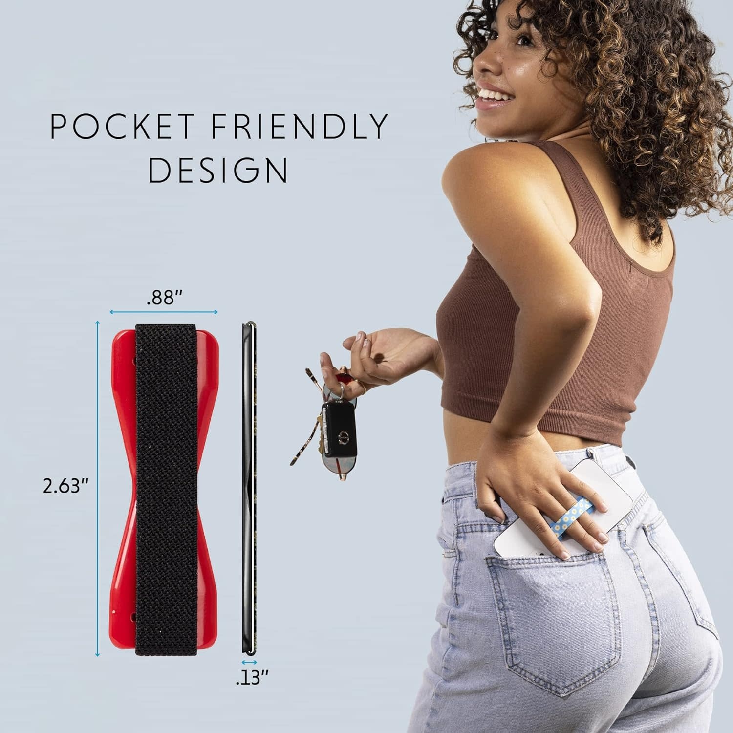 Love Handle Universal Finger Strap Grip for Phone - Red