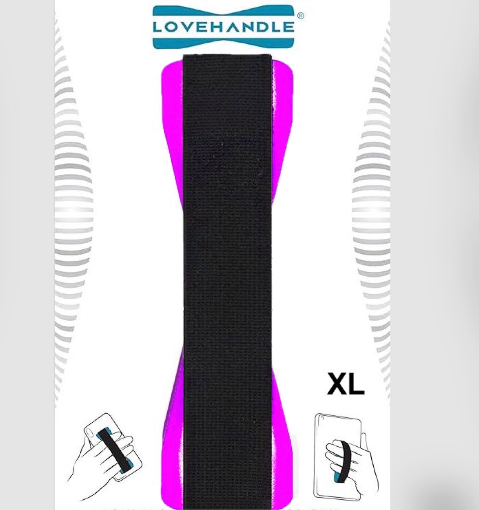 Love Handle Universal Finger Strap Grip for Most Tablets and Phone XL  - Pink
