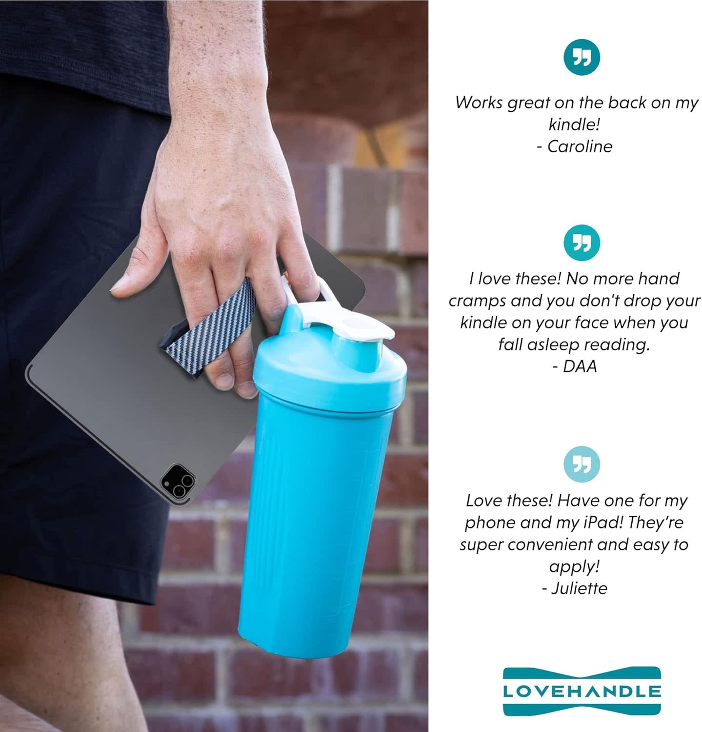 Love Handle Universal Finger Strap Grip for Most Tablets and Phone XL - Blue