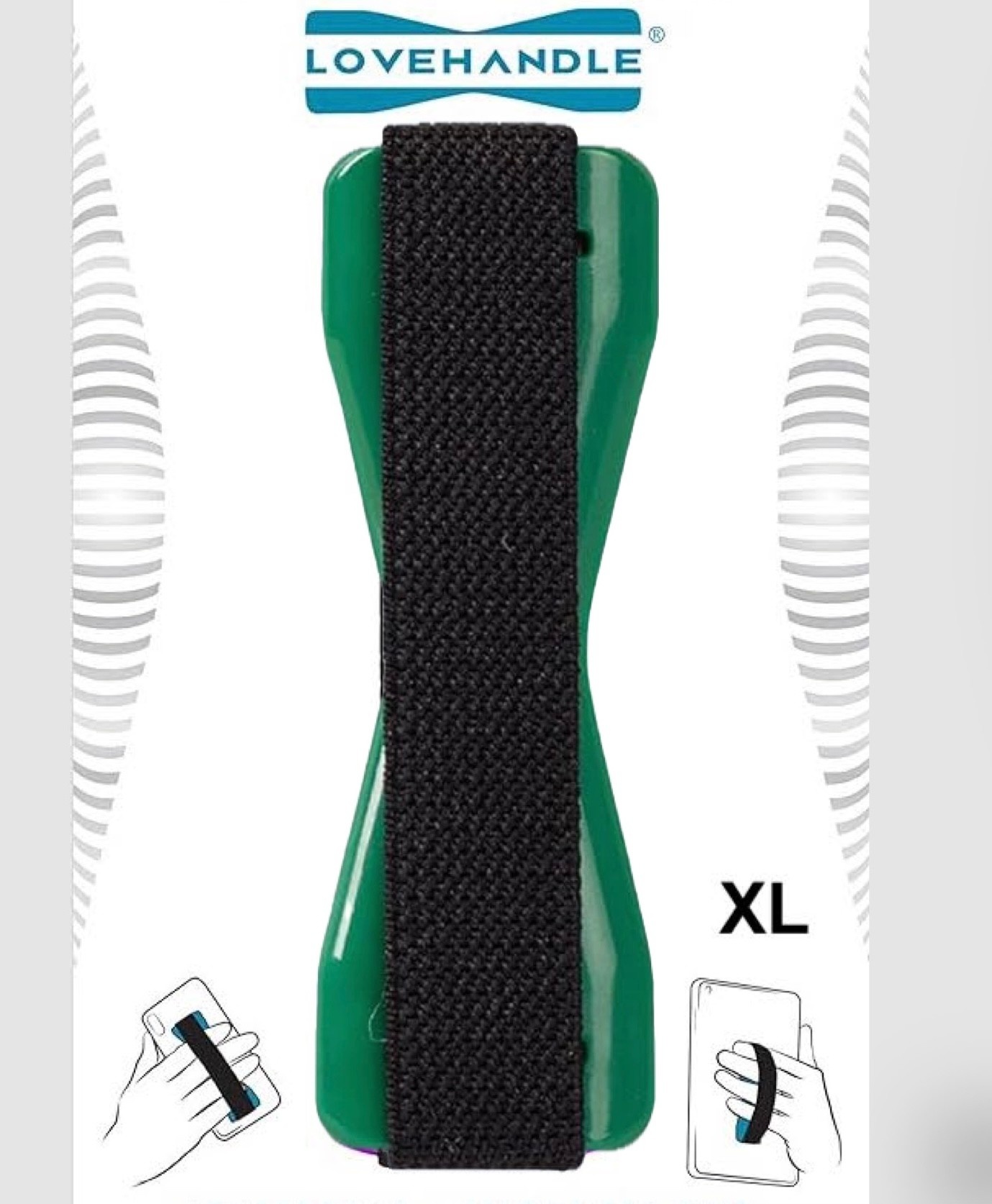 Love Handle Universal Finger Strap Grip for Most Tablets and Phone XL - Green
