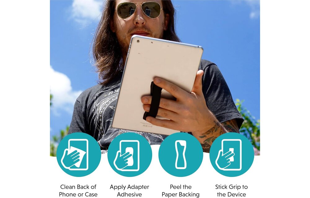 Love Handle Universal Finger Strap Grip for Most Tablets and Phone XL - Green