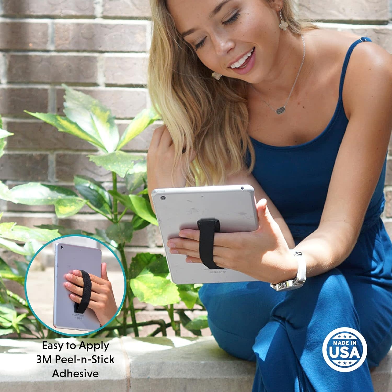 Love Handle Universal Finger Strap Grip for Most Tablets and Phone XL - Green