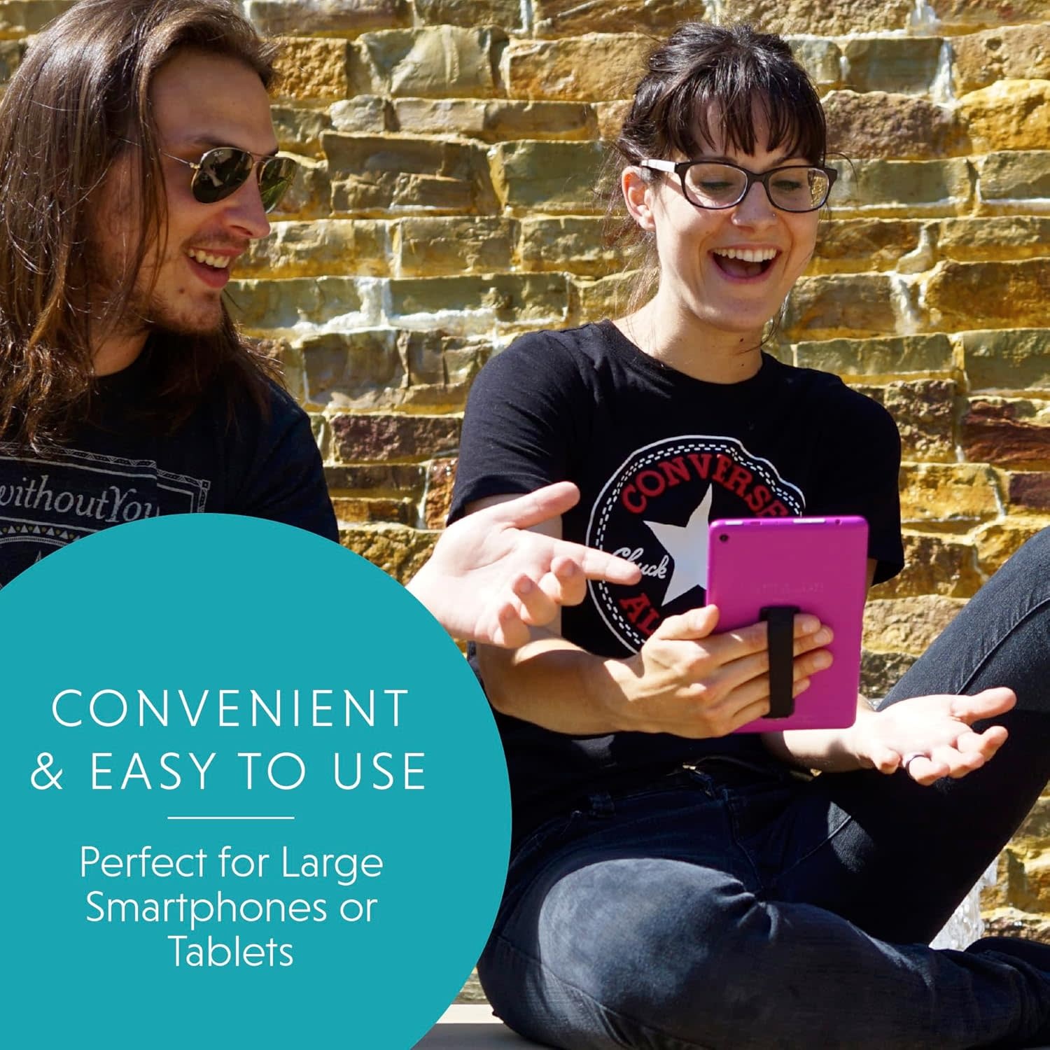 Love Handle Universal Finger Strap Grip for Most Tablets and Phone XL  - White