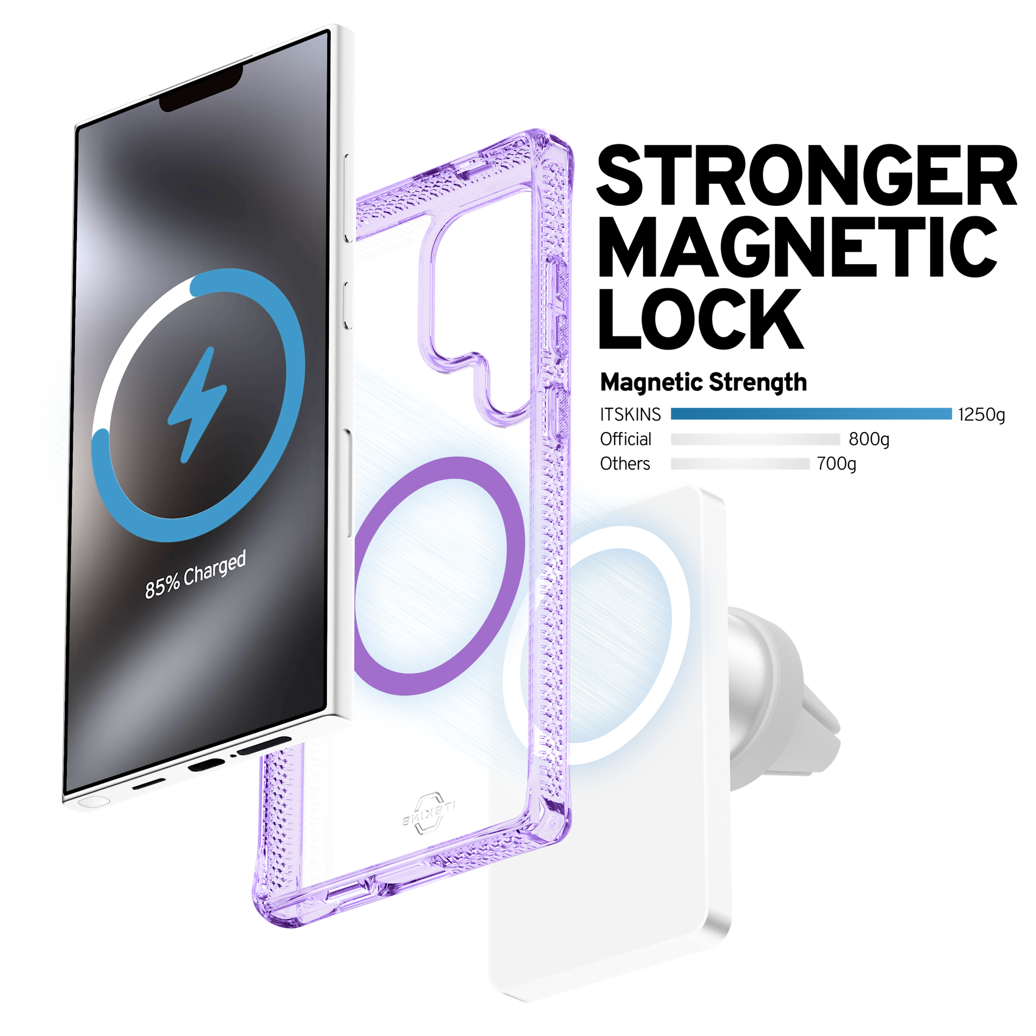 ITSKINS Hybrid R Clear MagSafe Case for Samsung Galaxy S25 Ultra - Light Purple /Transparent