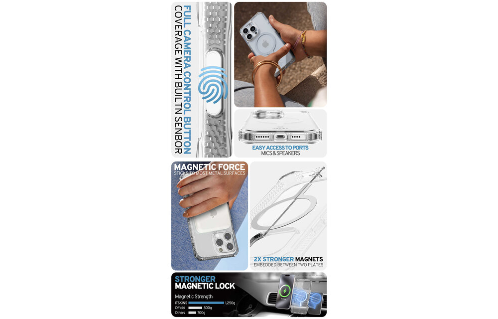 ITSKINS Hybrid R Touch Clear MagSafe Case for iPhone 16 Pro - Transparent
