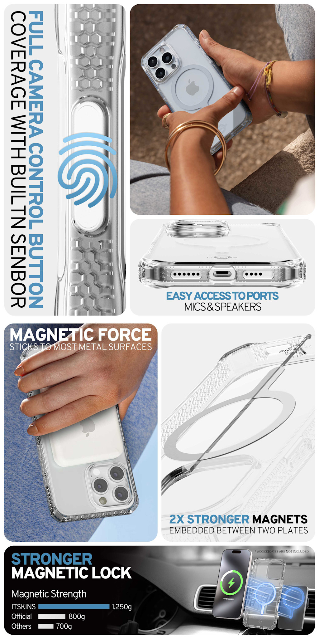 ITSKINS Hybrid R Touch Clear MagSafe Case for iPhone 16 Pro - Transparent