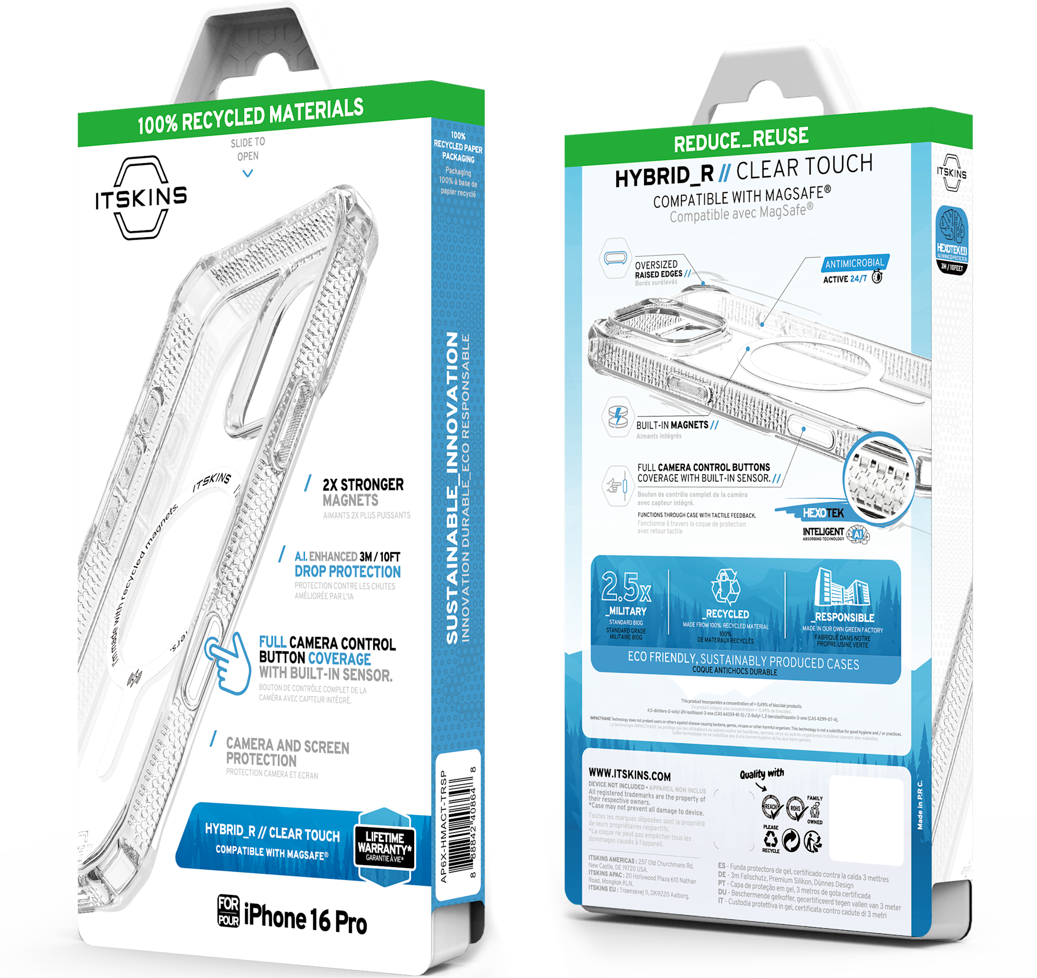 ITSKINS Hybrid R Touch Clear MagSafe Case for iPhone 16 Pro - Transparent