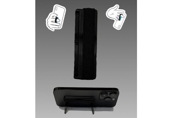 Sling Grip Strap with Stand for Mobile Phone  - Black