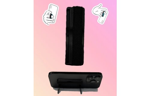 Sling Grip Strap with Stand for Mobile Phone  - Black