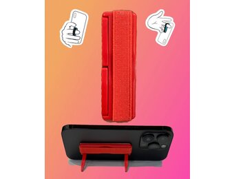 Sling Grip Strap with Stand for Mobile Phone  - Red