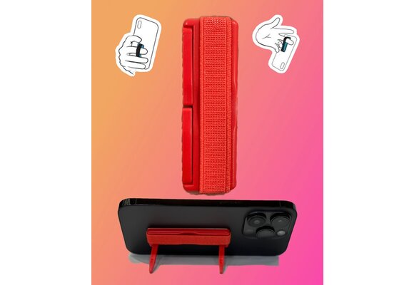 Sling Grip Strap with Stand for Mobile Phone  - Red