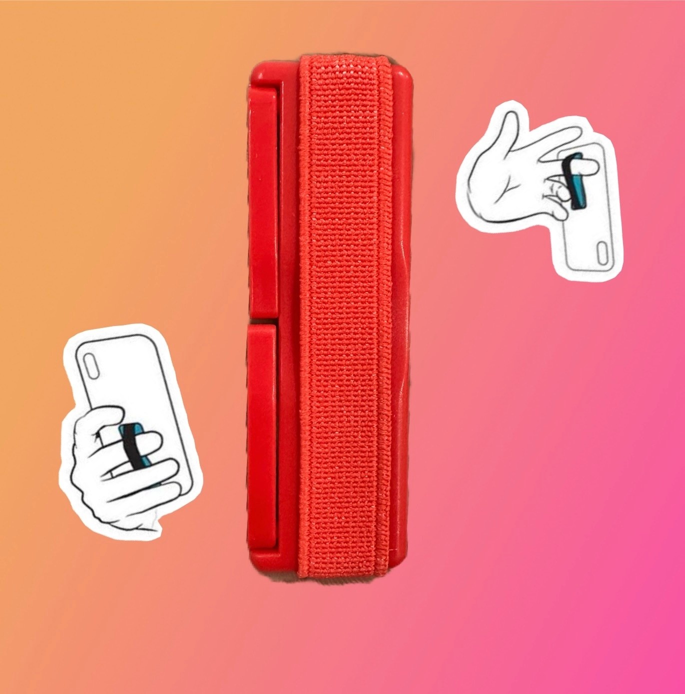 Sling Grip Strap with Stand for Mobile Phone  - Red