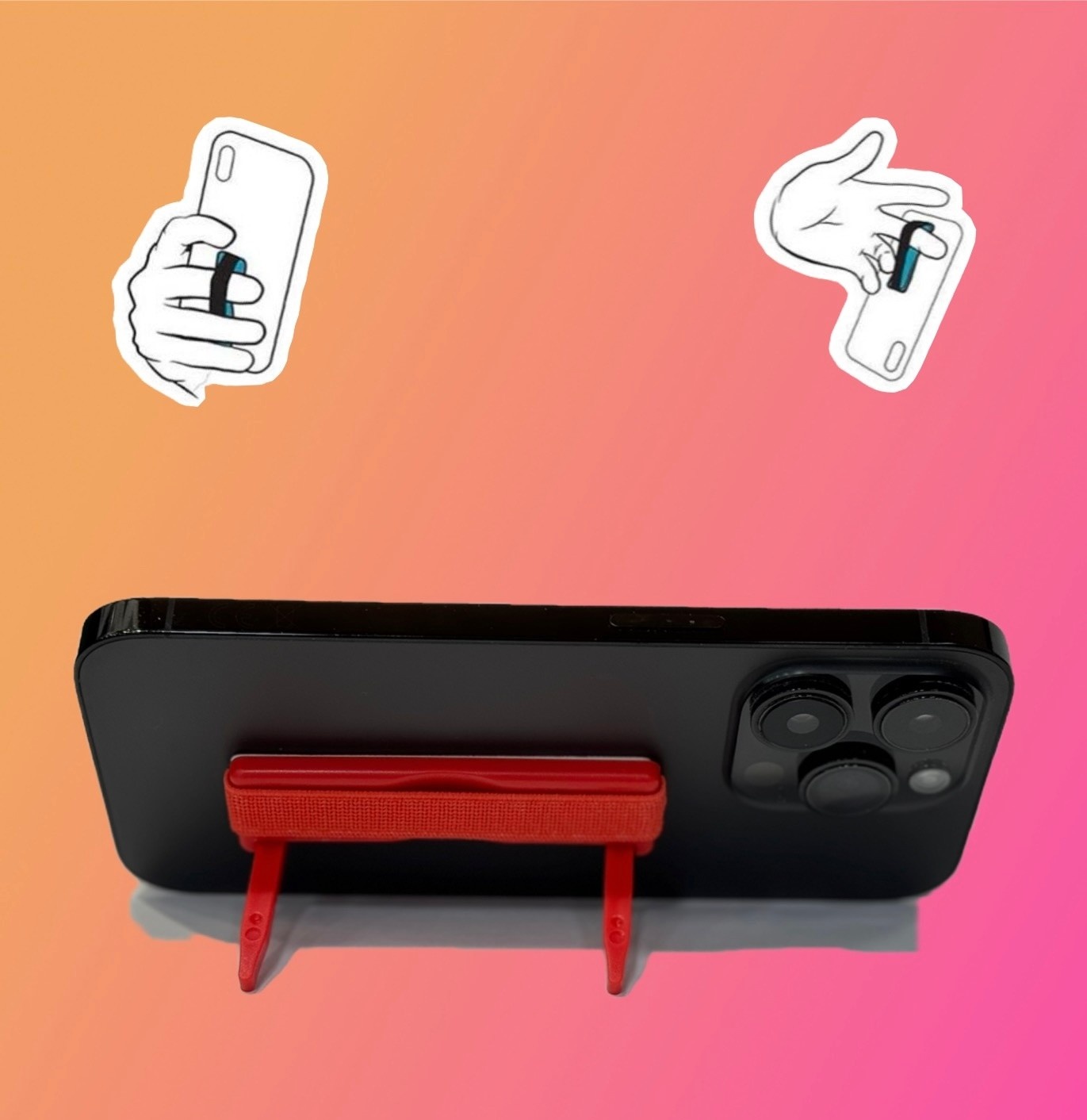 Sling Grip Strap with Stand for Mobile Phone  - Red