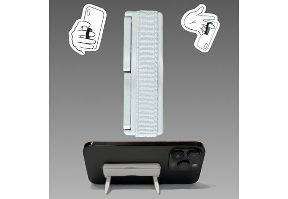 Sling Grip Strap with Stand for Mobile Phone  - White