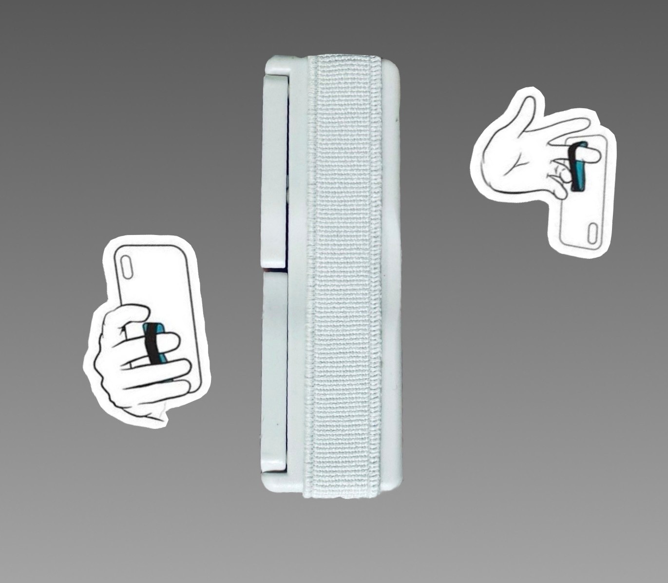 Sling Grip Strap with Stand for Mobile Phone  - White