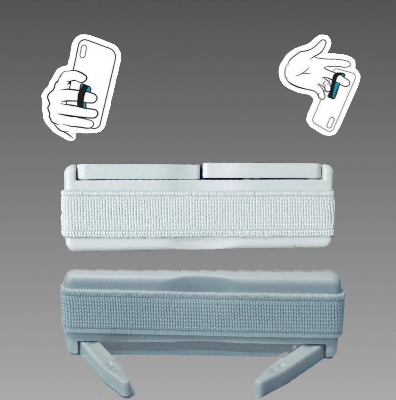 Sling Grip Strap with Stand for Mobile Phone  - White