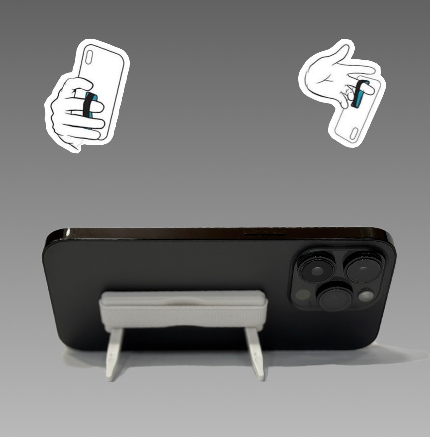 Sling Grip Strap with Stand for Mobile Phone  - White