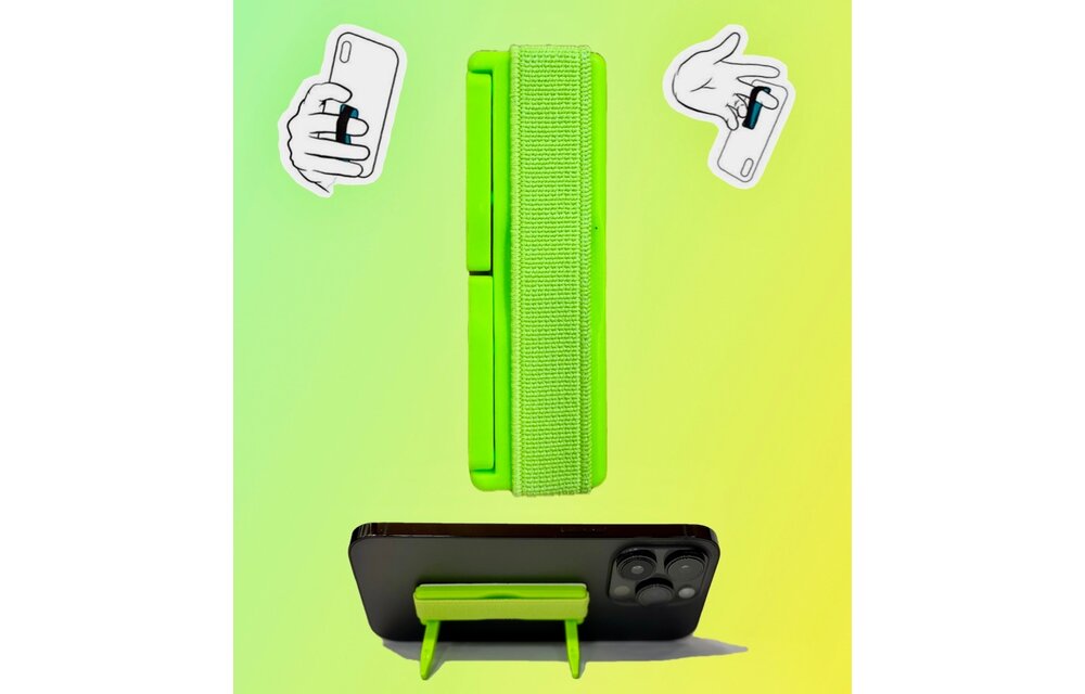 Sling Grip Strap with Stand for Mobile Phone - Green