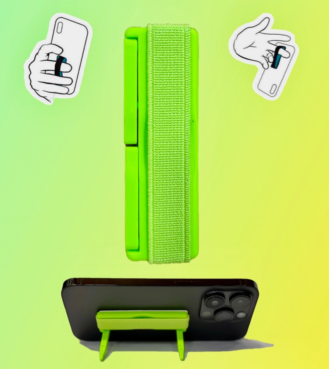 Sling Grip Strap with Stand for Mobile Phone  - Green