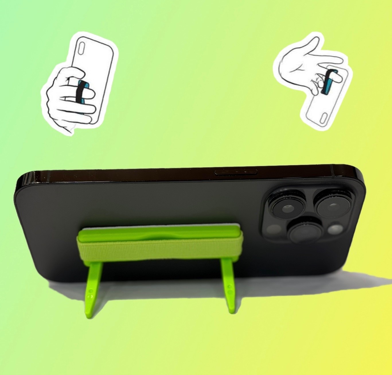 Sling Grip Strap with Stand for Mobile Phone  - Green