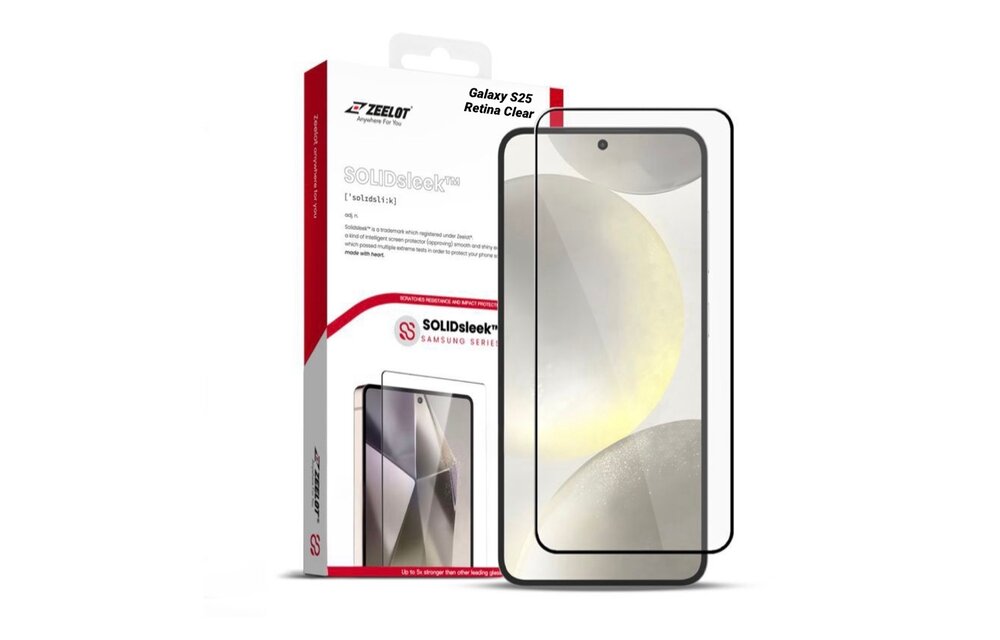 ZEELOT SOLIDsleek 2.5D Tempered Glass Screen Protector for Samsung Galaxy S25 - Retina Clear
