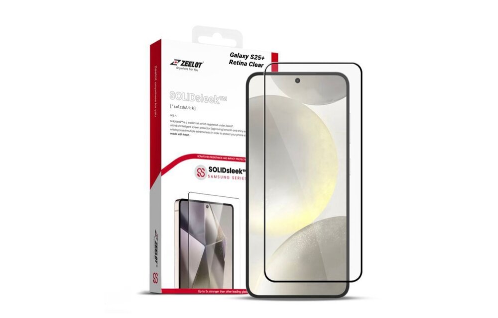 ZEELOT SOLIDsleek 2.5D Tempered Glass Screen Protector for Samsung Galaxy S25 Plus - Retina Clear