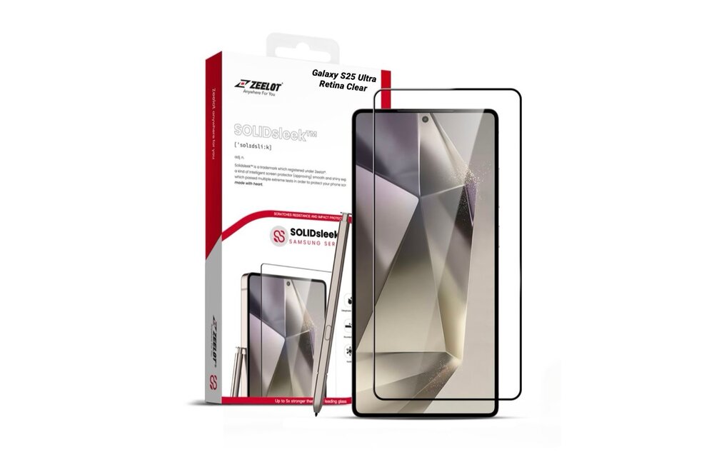ZEELOT SOLIDsleek 2.5D Tempered Glass Screen Protector for Samsung Galaxy S25 Ultra - Retina Clear