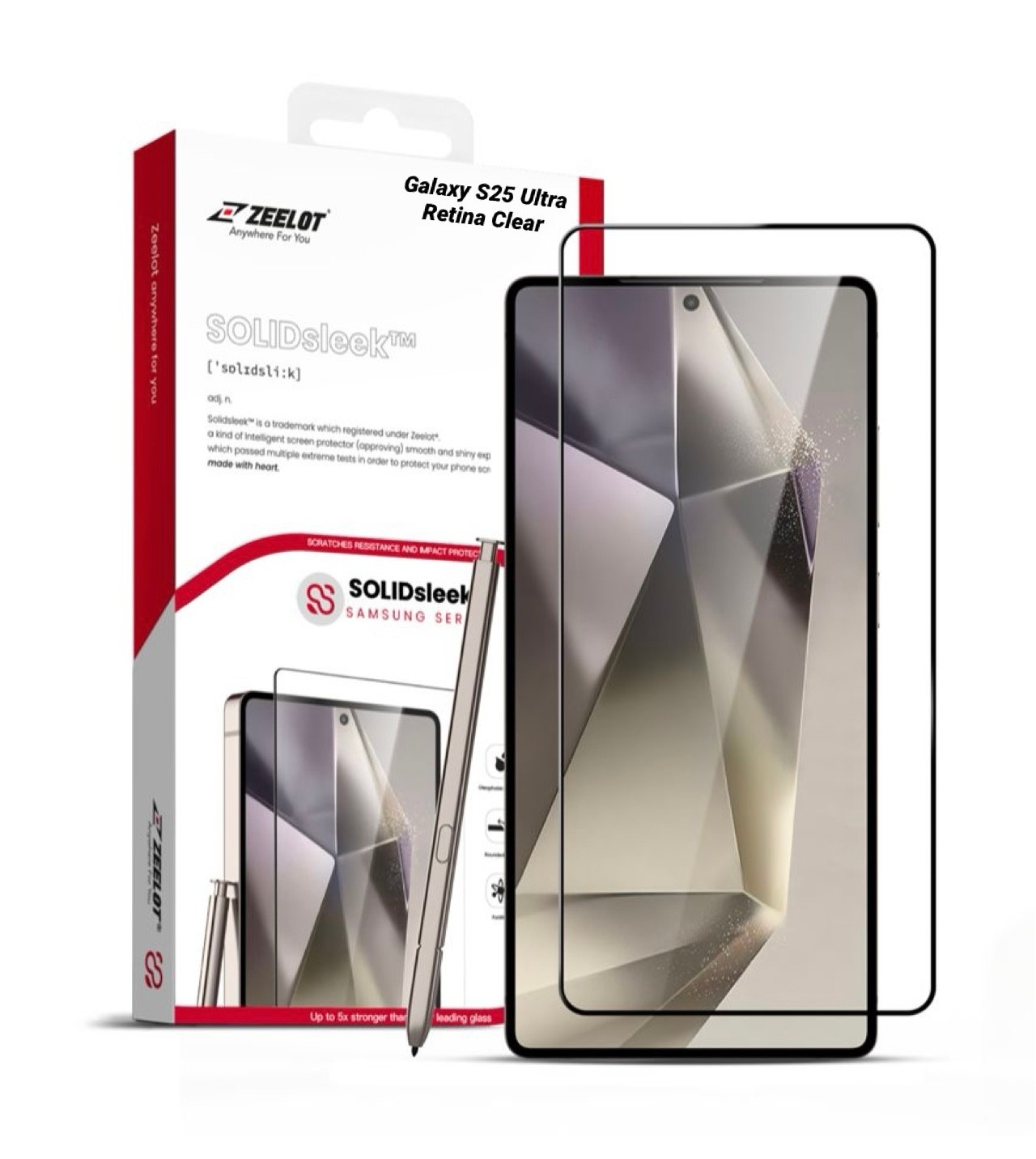 ZEELOT SOLIDsleek 2.5D Tempered Glass Screen Protector for Samsung Galaxy S25 Ultra - Retina Clear