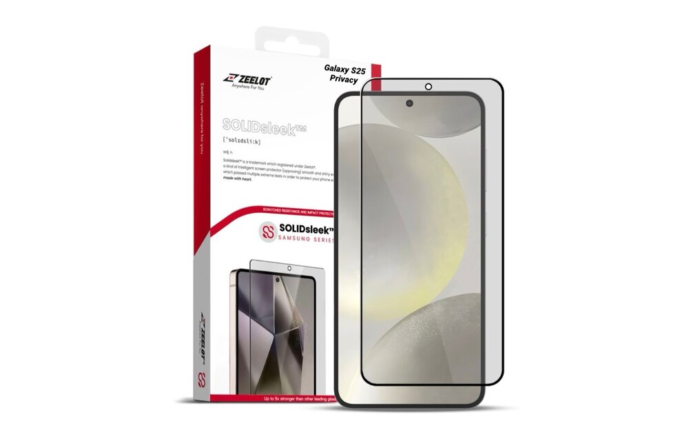 ZEELOT SOLIDsleek 2.5D Tempered Glass Screen Protector for Samsung Galaxy S25 - Privacy